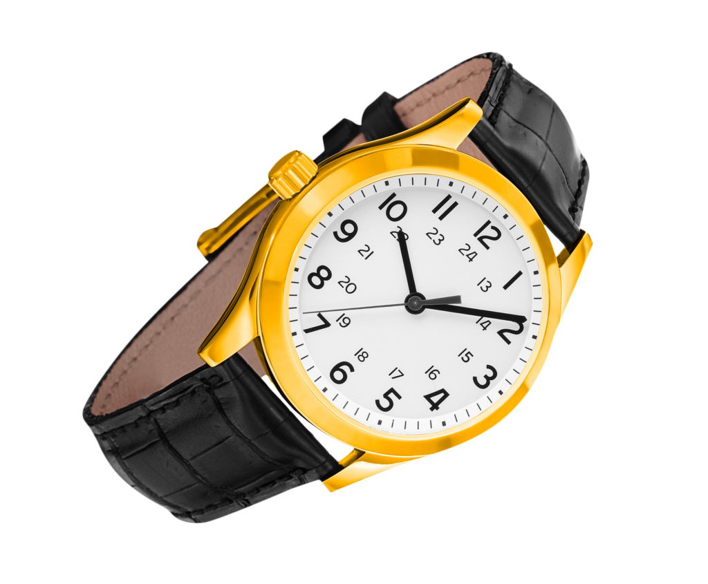 Luxury classic gold watch on transparent background PNG